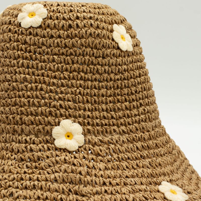 Nomad Sari Floppy Straw Sun Hat - Coffee & Daiseys
