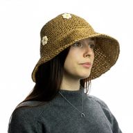 Nomad Sari Floppy Straw Sun Hat - Coffee & Daiseys