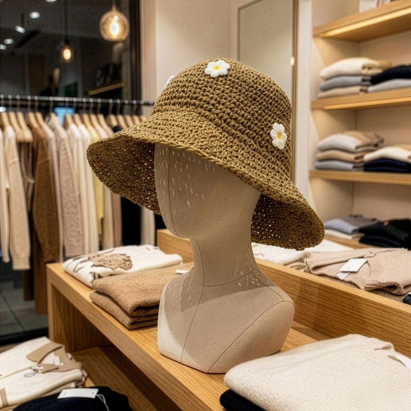 Nomad Sari Floppy Straw Sun Hat - Coffee & Daiseys