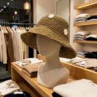 Nomad Sari Floppy Straw Sun Hat - Coffee & Daiseys