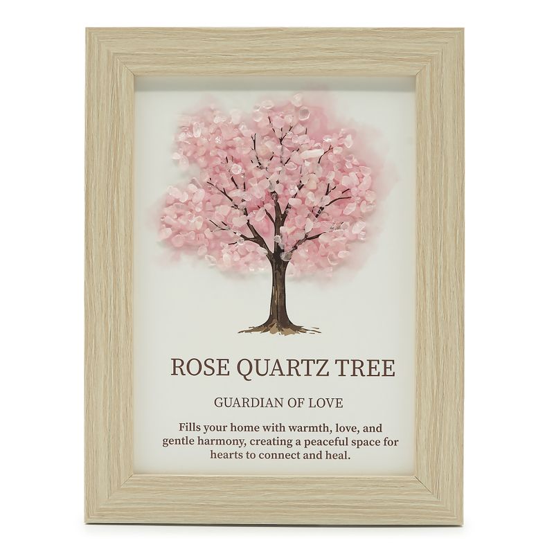 Gemstone Picture - Tree of Life - Rose Quartz (20x14.7x1cm)