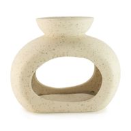 Ceramic Zen Oil Burner - Oval Pebble - Speckled Off-White