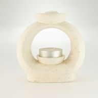Ceramic Zen Oil Burner - Large Oval Pebble - Speckled Off-White
