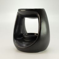 Ceramic Zen Oil Burner - Large Oval Pebble - Matt Black
