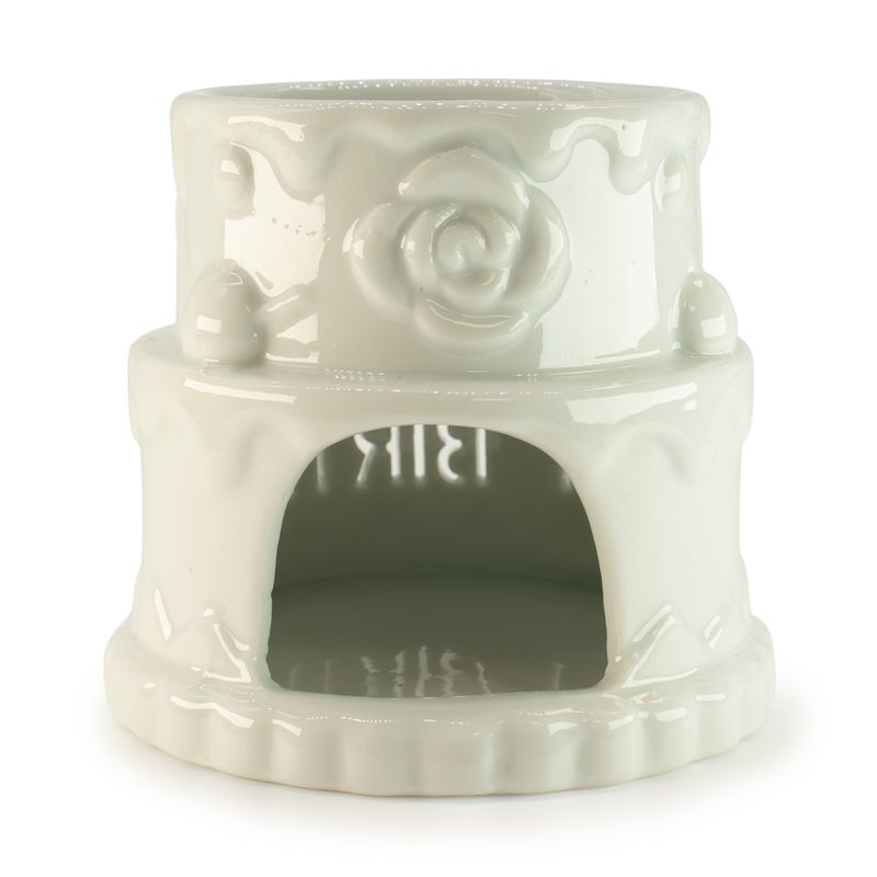 Ceramic Cake Oil Burner - HAPPY BIRTHDAY - White