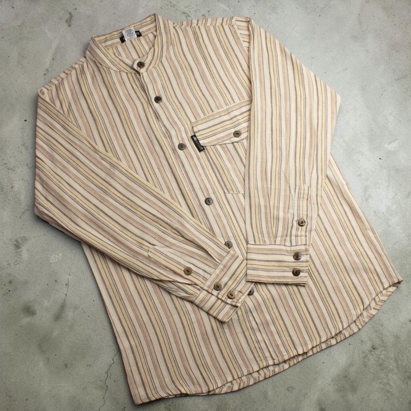 Nomad Sari Grandad Shirt - Brown Beige - Large