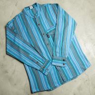 Nomad Sari Grandad Shirt - Turquoise - Large