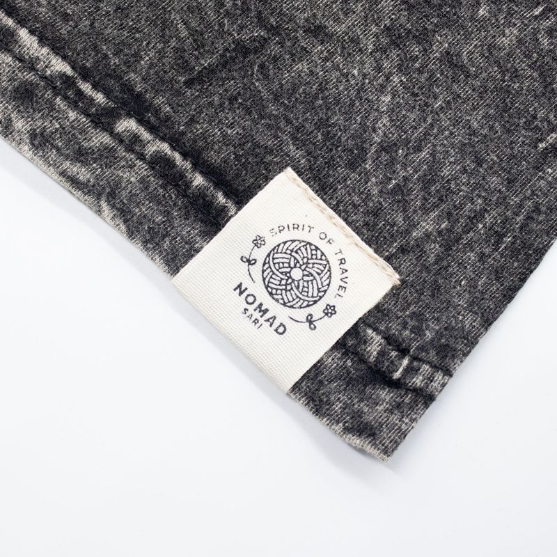 Nomad Sari Stonewashed Cotton T-Shirt - Compass of Life - Charcoal - Small