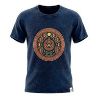 Nomad Sari Stonewashed Cotton T-Shirt - Stay Wild Moon Child - Blue - Large