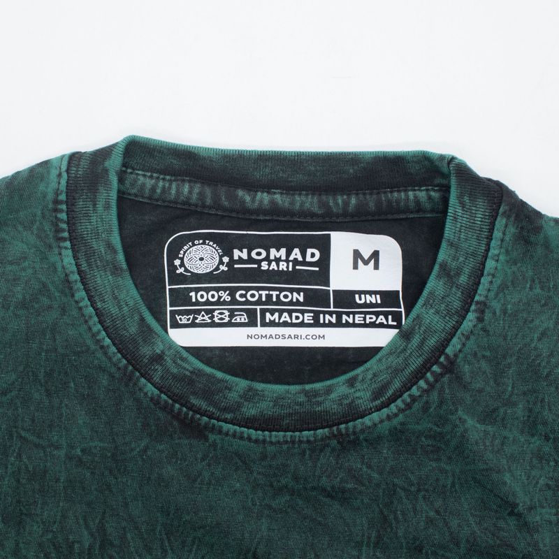 Nomad Sari Stonewashed Cotton T-Shirt - Tree of Life - Green - Medium