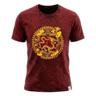 Nomad Sari Stonewashed Cotton T-Shirt - Dragon Mandala - Maroon - Large
