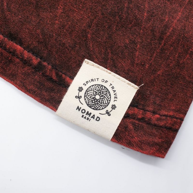 Nomad Sari Stonewashed Cotton T-Shirt - Dragon Mandala - Maroon - Large