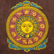 Nomad Sari Stonewashed Cotton T-Shirt - Sun & Zodiac - Brown - Small