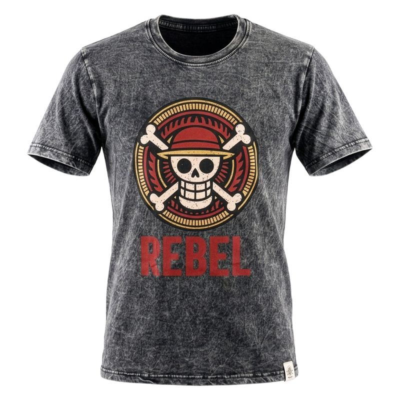 Nomad Sari Stonewashed Cotton T-Shirt - Rebel - Charcoal - Large