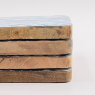 Set of 4 Square Coasters - Blue Stripes