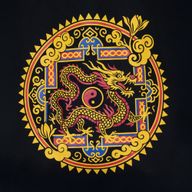 Iconic Classic Tote Bag - Dragon Yin & Yang- Black 6oz