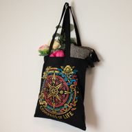 Iconic Classic Tote Bag - Compass of Life - Black 6oz