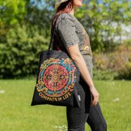 Iconic Classic Tote Bag - Compass of Life - Black 6oz