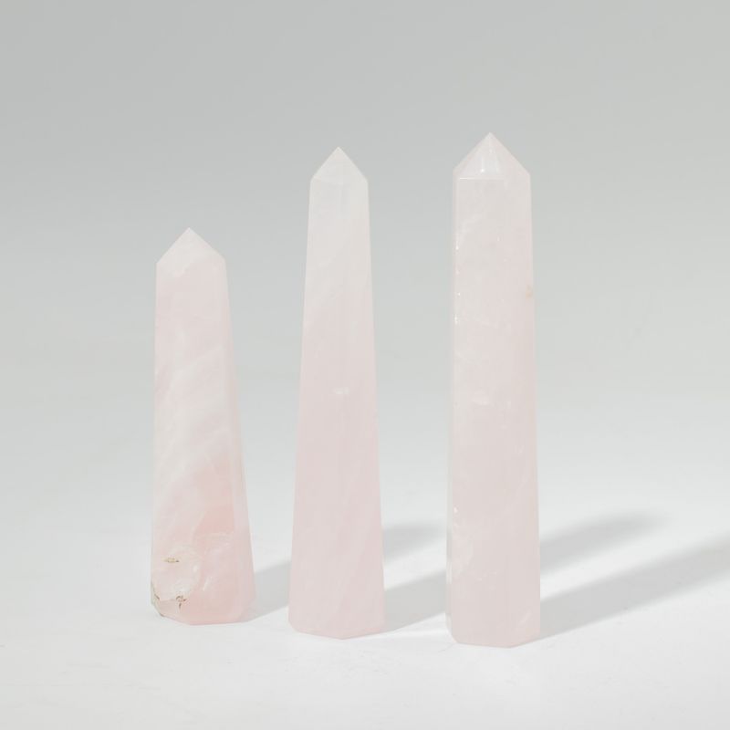Gemstone Six Face Obelisk Point approx 11cm  - Rose Quartz