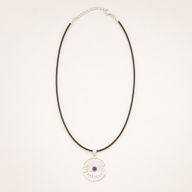 Indian Devotional Pendant - Silver Plated (45cm Cord)- Sun Worship Amethyst