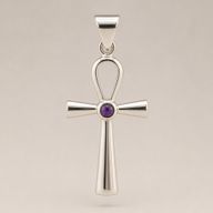 Indian Devotional Pendant - Silver Plated (45cm Cord)- Ankh Symbol of Eternal Life