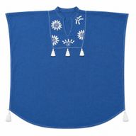 Nomad Sari On the Med Collection - Kaftan - Blue with Cream Embroidery and Tassels