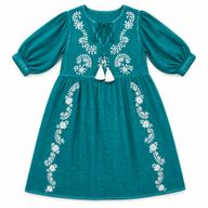 Nomad Sari On the Med Collection - Dress - Turquoise with Embroidery & Tassel (M-L)