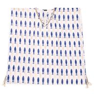 Nomad Sari On the Med Collection - Kaftan - White & Blue Bold Fish Print