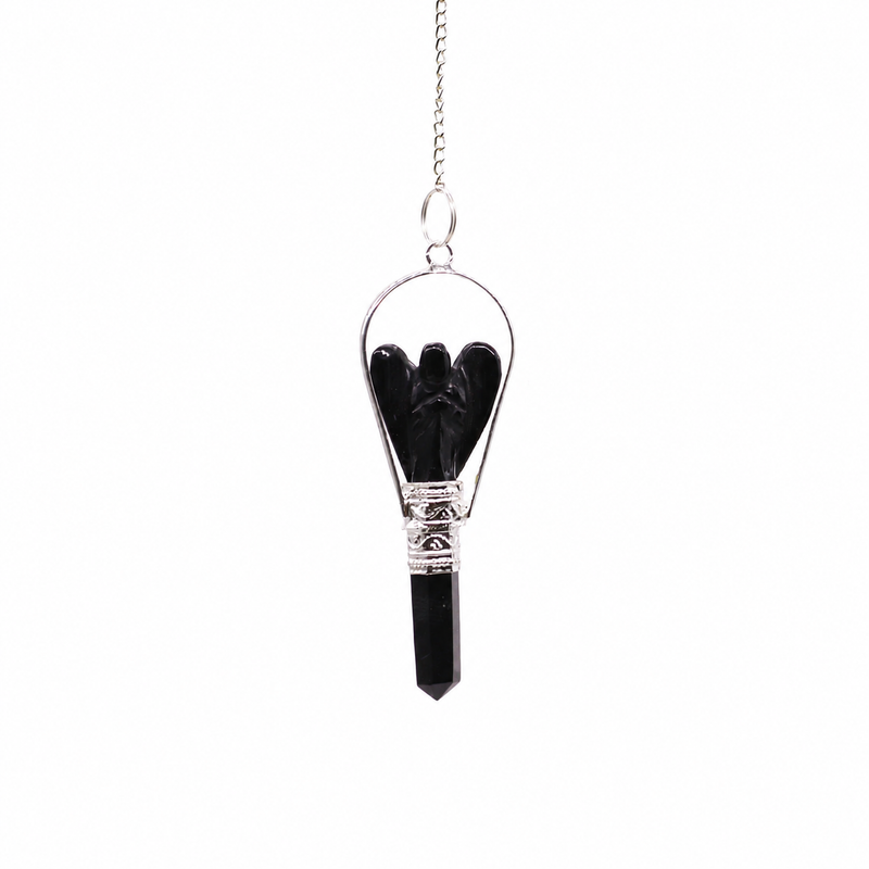 Angel Pendulum with Ring- Black Agate
