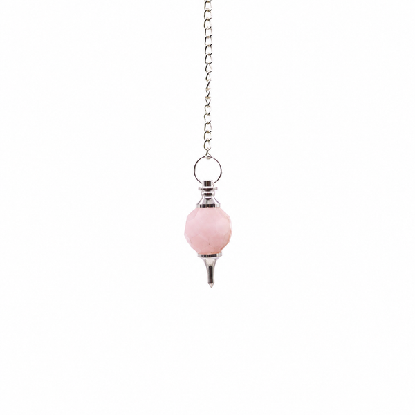 Faceted Gemstone Pendulum - Rose Quartz
