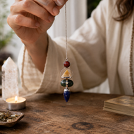 Four Elements Gemstone Pendulum - Red Jasper, Yellow Aventurine, Moss Agate, Sodalite & Moonstone