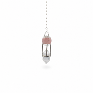 The Heart Whisperer- Double Power Pendulum - Rose Quartz Globe - Clear Quartz Double Terminated