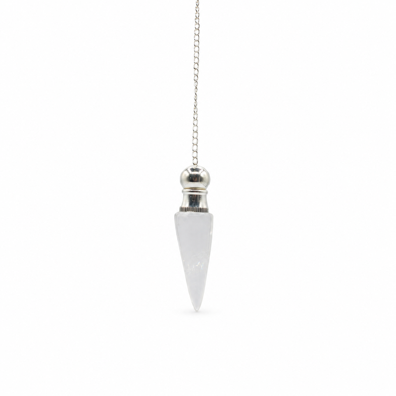Secret Cavity Discovery of Truth Pendulum - Clear Quartz - Silver Plated