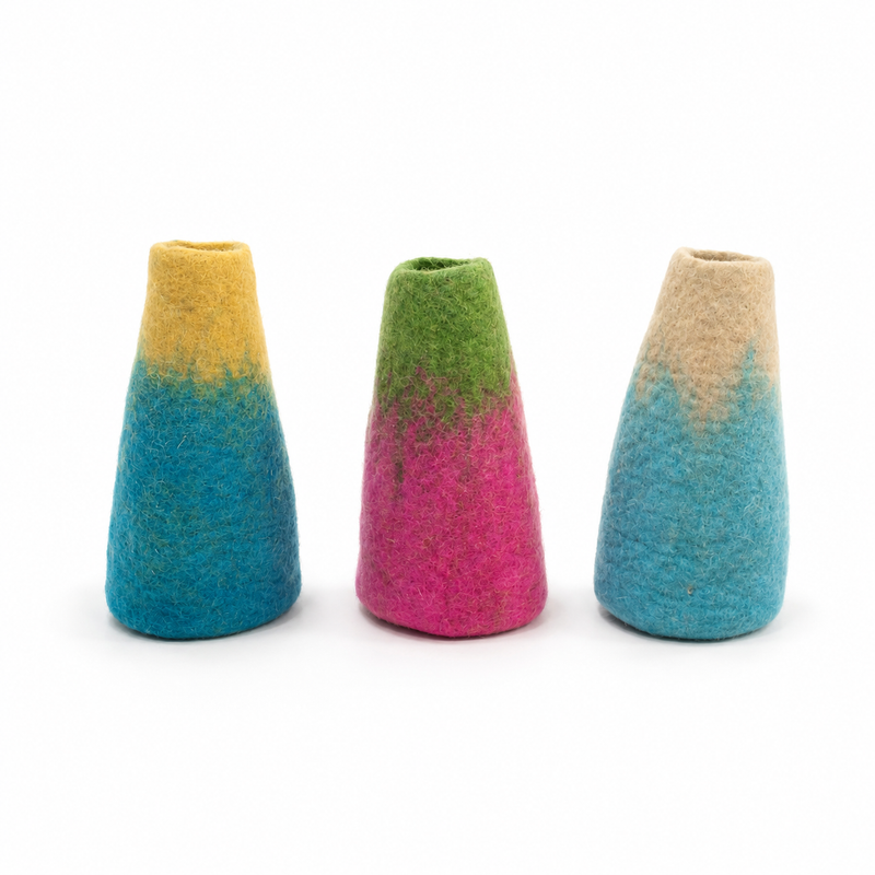 Felt Flowers Vases (3 assorted)