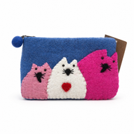 Three Fat Cats Felt Purse- (3 assorted colours)