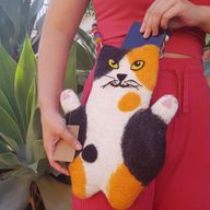 Witney the Flat Cat Felted Bag