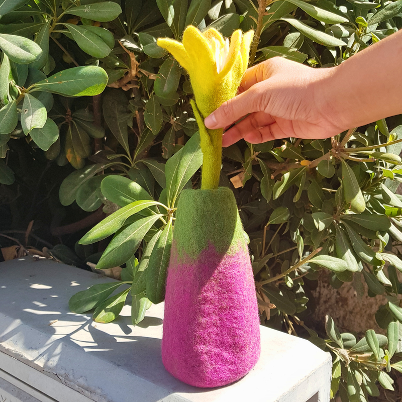 Felt Flowers Vases (3 assorted)