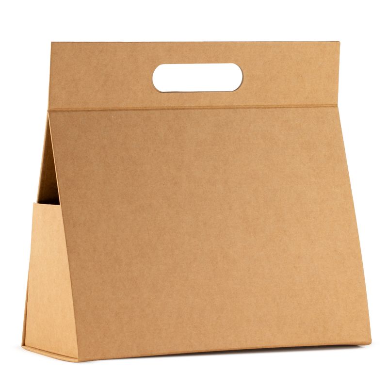 Flat Pack Gift Box - Lrg Hand Box  (28x12.5x26cm) - Brown Craft