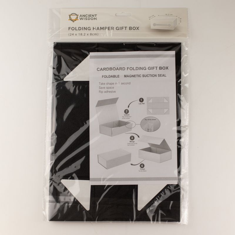 Flat Pack Gift Box - Med Hamper  (24x18.2x8cm) - Black