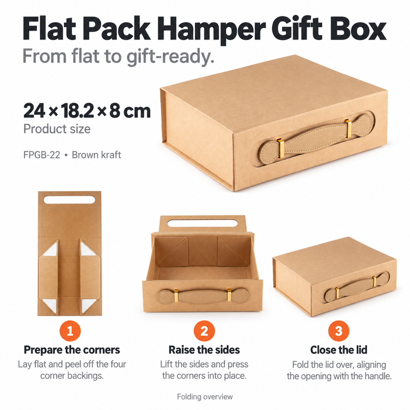 Flat Pack Gift Box - Med Hamper  (24x18.2x8cm) - Black