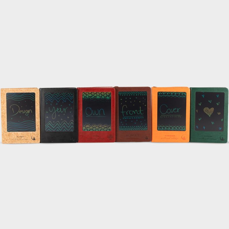 Intention Note Book - LCD Wipe Screen - Red Leather Effect - Brass Leaf - 80 Leafs