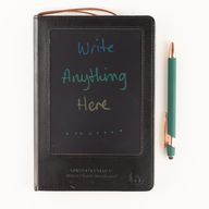 Intention Note Book - LCD Wipe Screen - Black Leather Effect - Brass Leaf - 80 Leafs