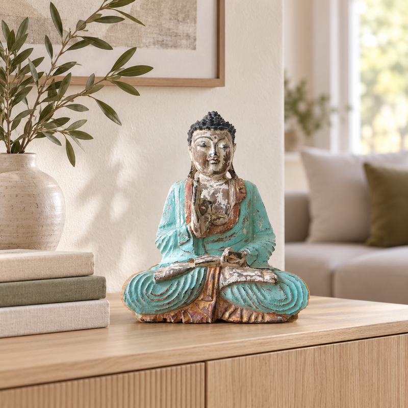 Vintage Mint Hand Carved Buddha Statue - 30cm - Teaching Transmission