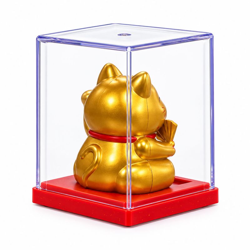 Mini Solar Powered Money Cat in Box - Gold