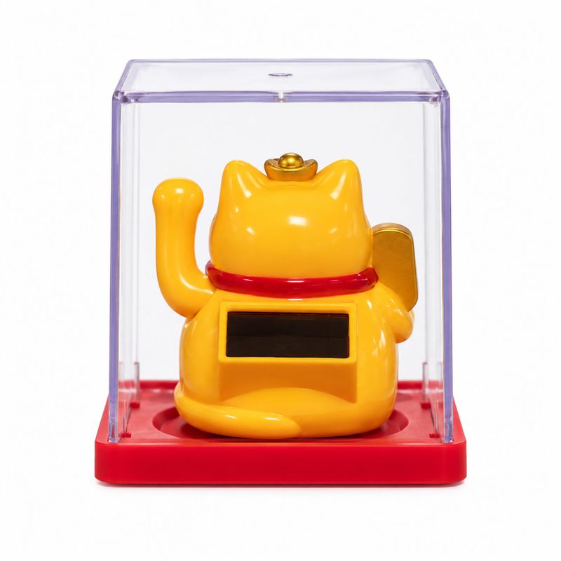 Mini Solar Powered Money Cat in Box - Yellow