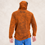Large Stone Washed Hoody Shirt Kangaroo Pocket - Burnt Orange