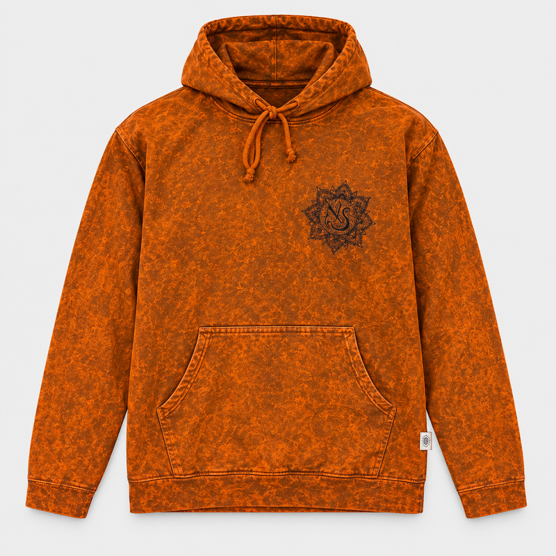 XLarge Stone Washed Hoody Shirt Kangaroo Pocket - Burnt Orange