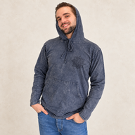 Large Stone Washed Hoody Shirt Kangaroo Pocket - Dusty Lavender