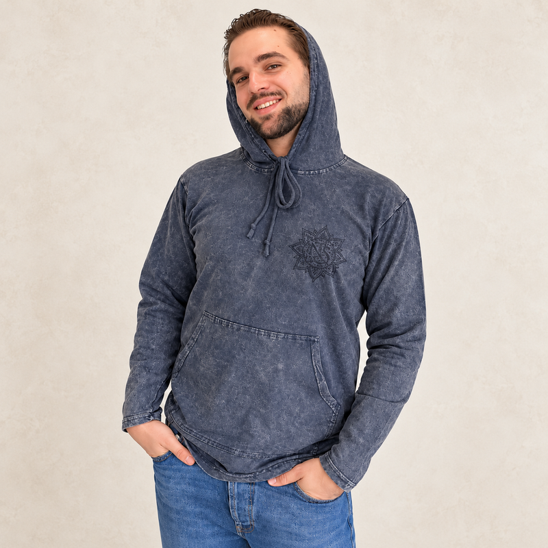 XLarge Stone Washed Hoody Shirt Kangaroo Pocket - Dusty Lavender