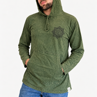 Med Stone Washed Hoody Shirt Kangaroo Pocket -Vintage Teal